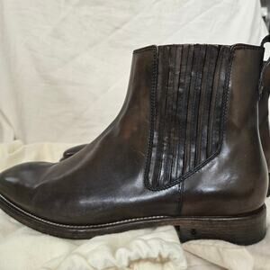 John Varvatos Burnished Chelsea Boots Size 11 Hand Made in Italy Brown